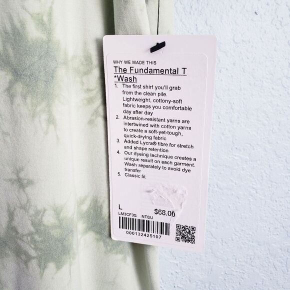 Lululemon The Fundamental Tee in New Tide Shibori Arctic Mint Green Tye Die - Picture 6 of 7